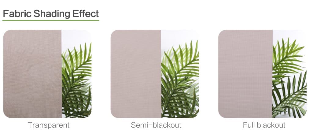 Roller Shades - fabric shading levels