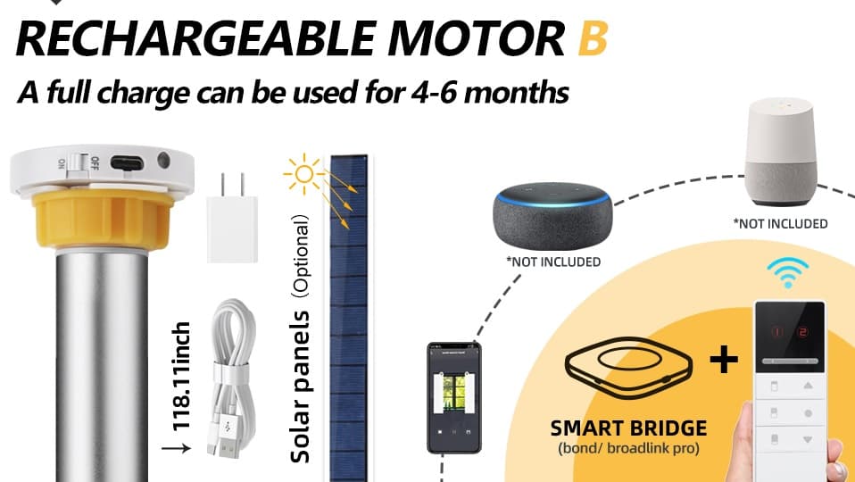 Zebra Shades - rechargeable motor and smart bridge
