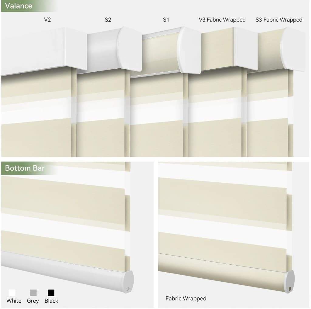 Zebra Shades - valance and bottom bar options